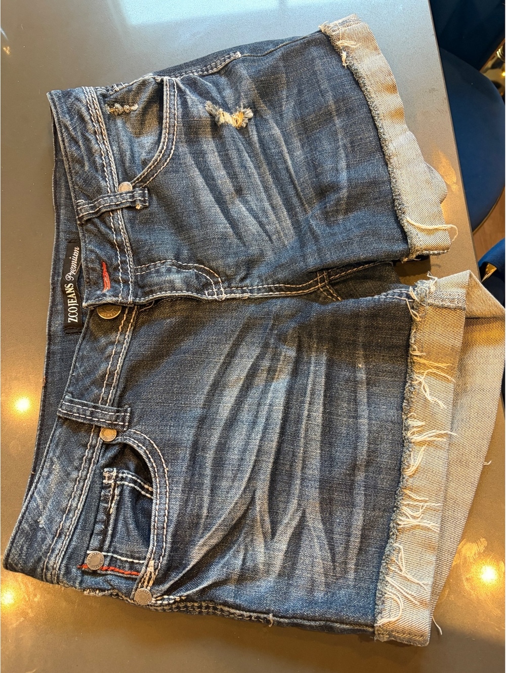 ZCOJEANS Premium Denim Shorts Size 7 Distressed Cuffed
